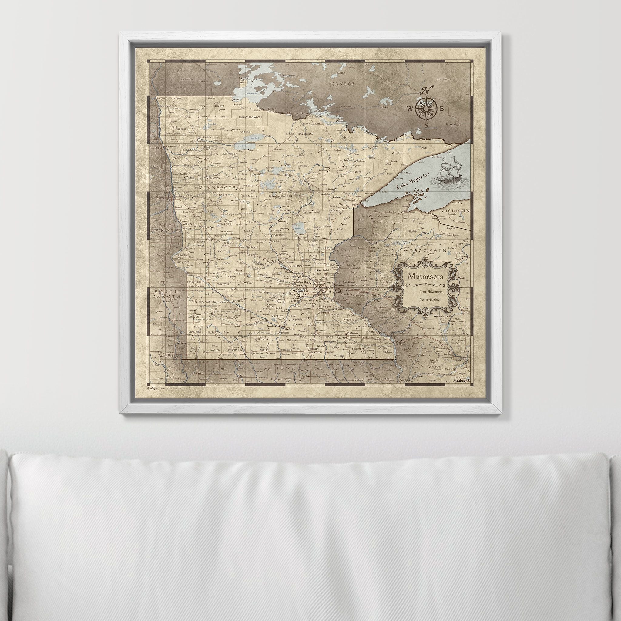 Push Pin Minnesota Map (Pin Board) - Rustic Vintage CM Pin Board