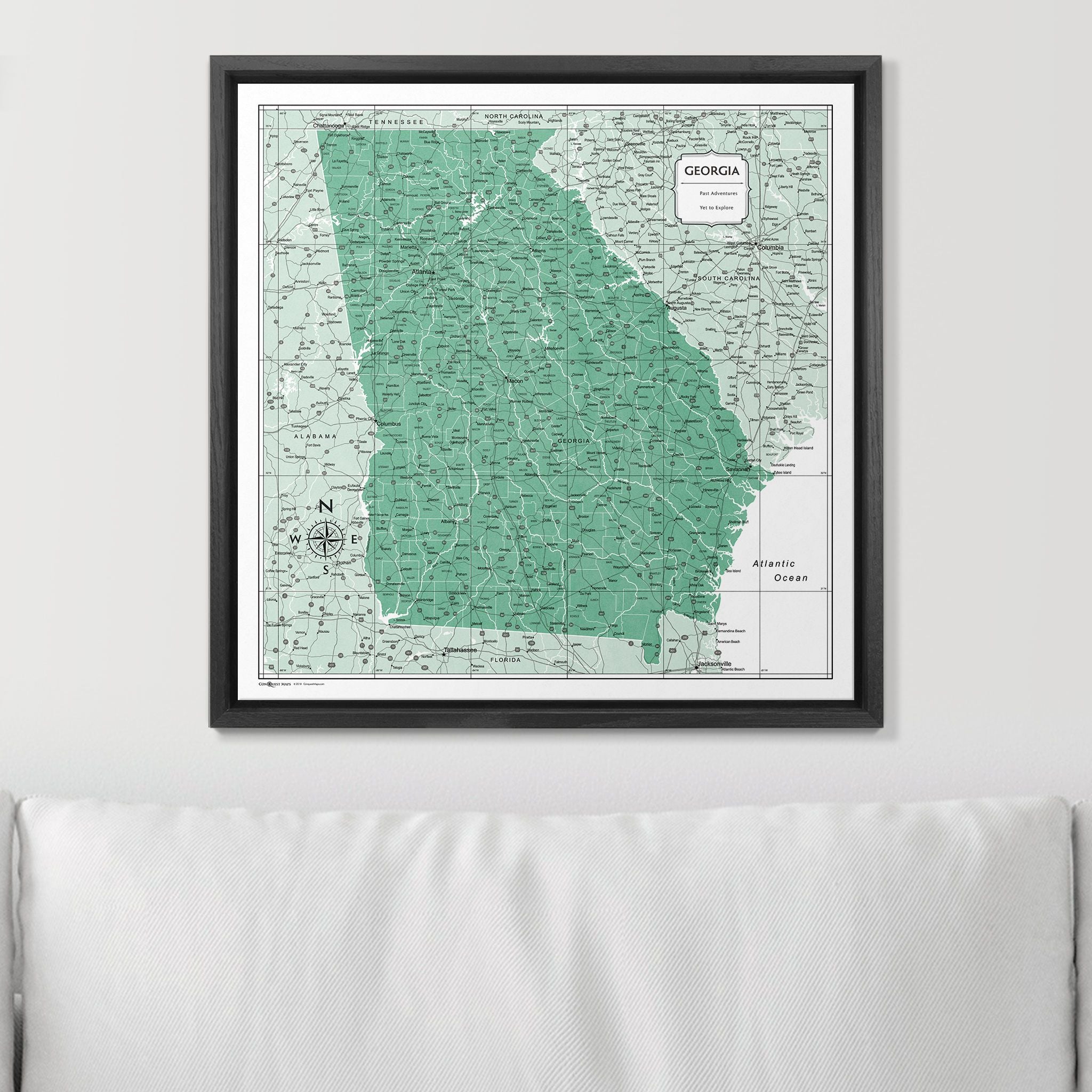 Push Pin Georgia Map (Pin Board) - Green Color Splash CM Pin Board