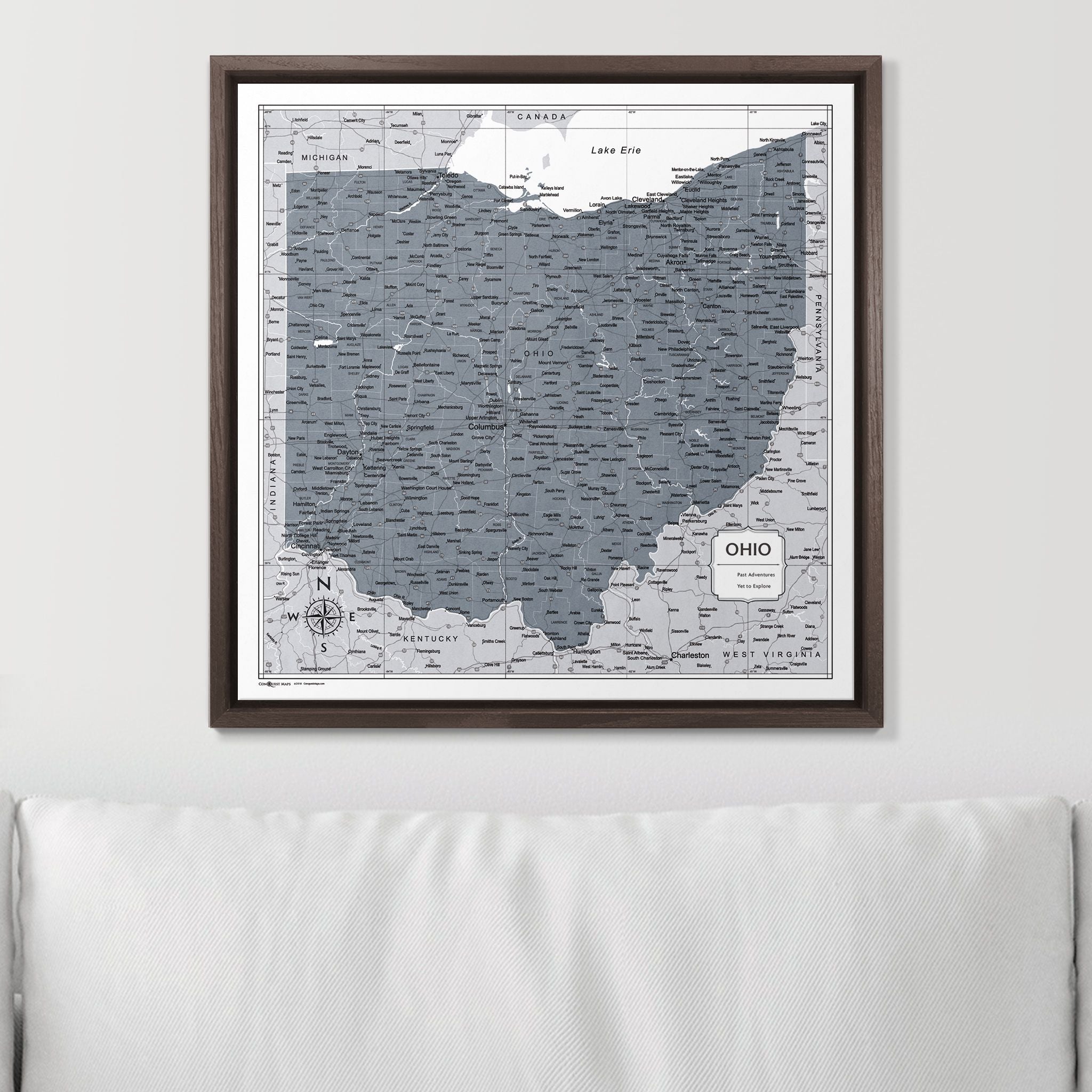 Push Pin Ohio Map (Pin Board) - Dark Gray Color Splash CM Pin Board