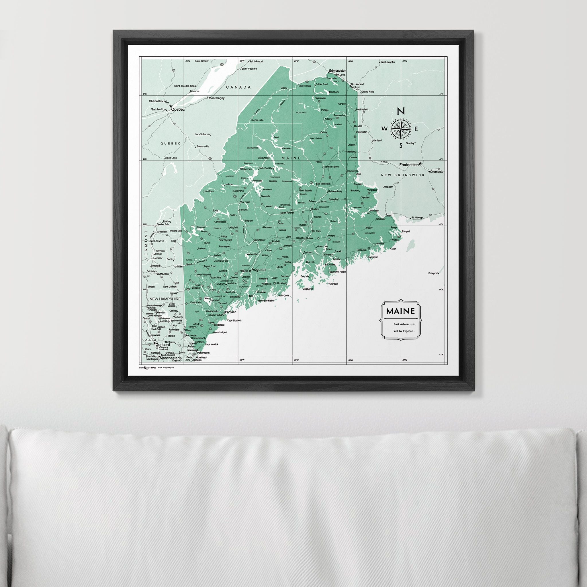 Push Pin Maine Map (Pin Board) - Green Color Splash CM Pin Board