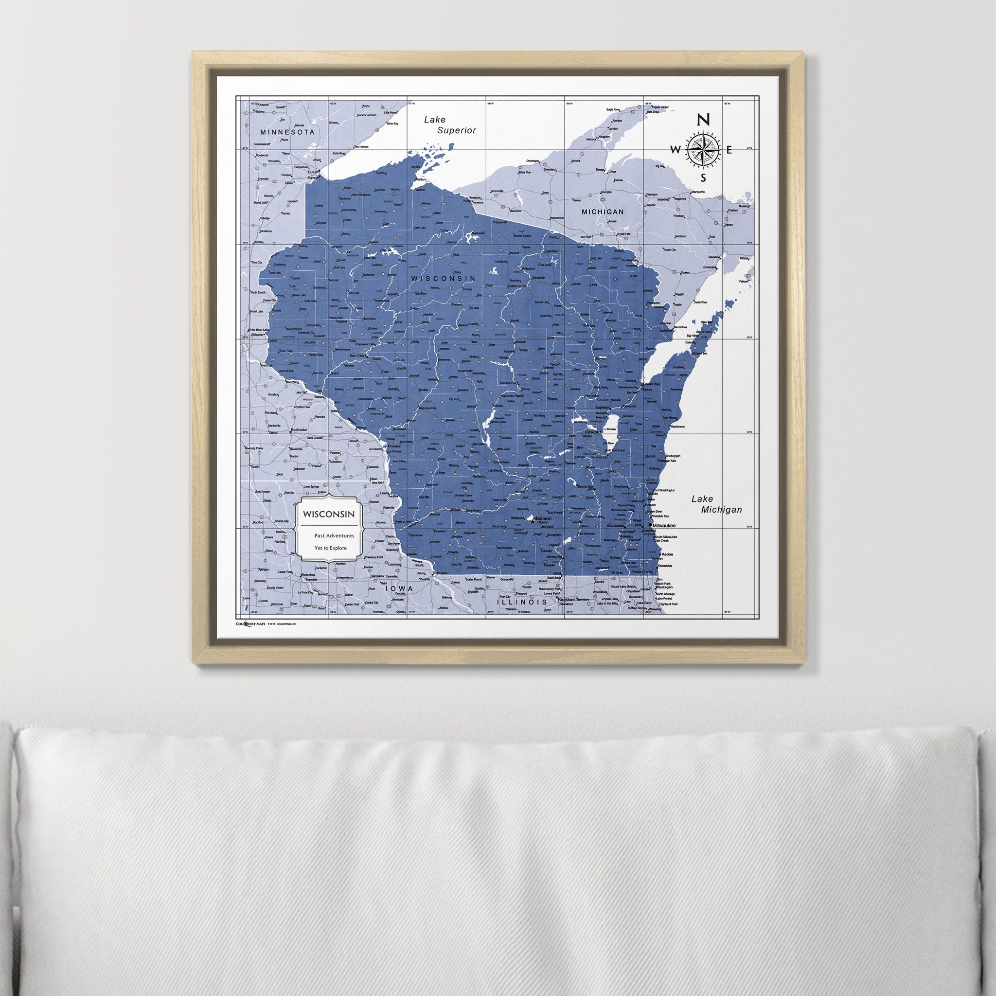 Push Pin Wisconsin Map (Pin Board) - Navy Color Splash CM Pin Board