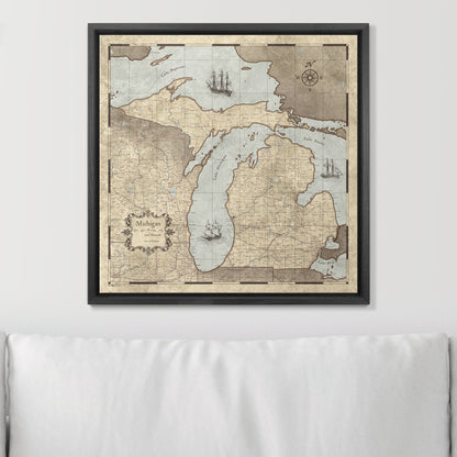 Push Pin Michigan Map (Pin Board) - Rustic Vintage CM Pin Board