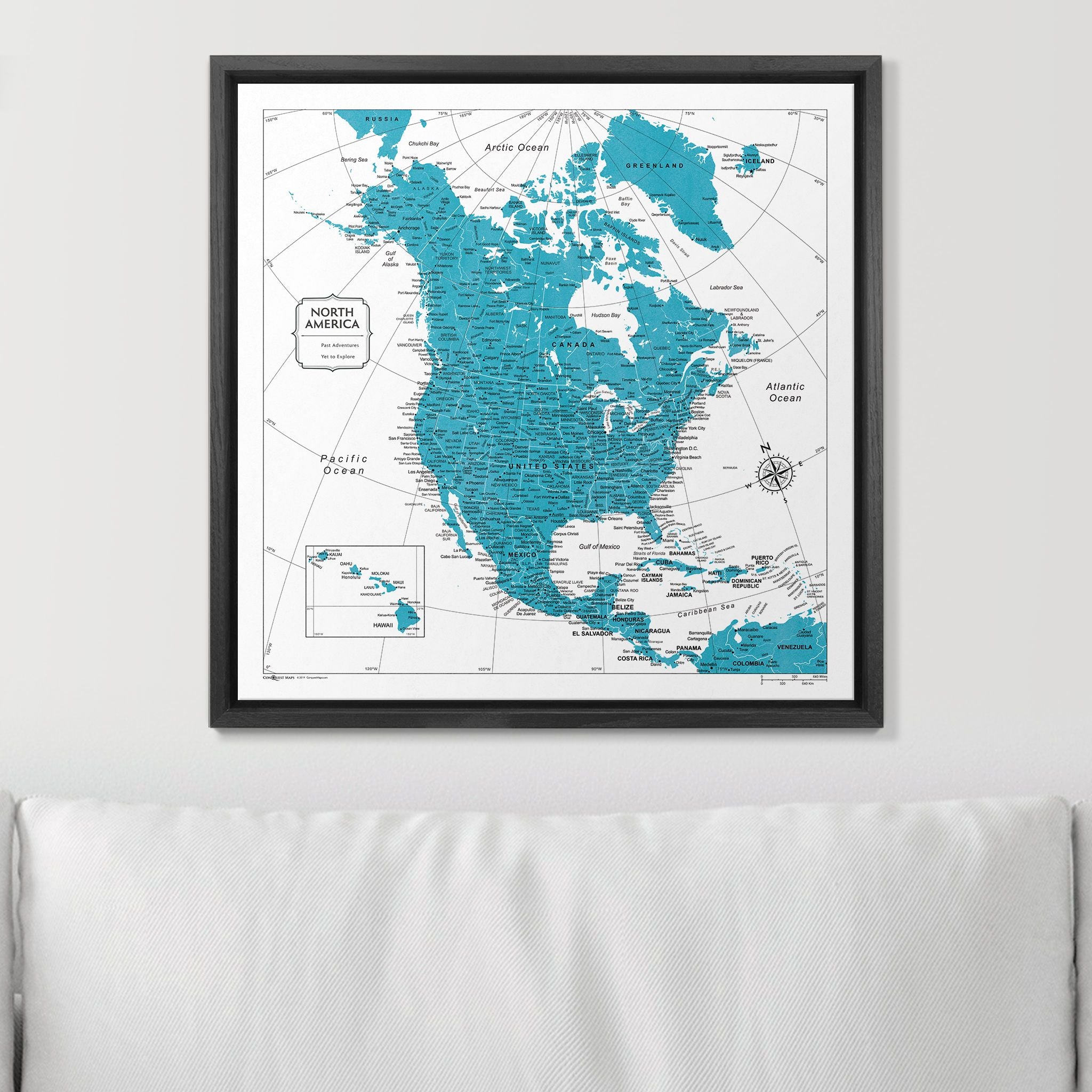 Push Pin North America Map (Pin Board) - Teal Color Splash CM Pin Board