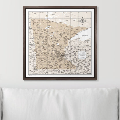 Push Pin Minnesota Map (Pin Board) - Light Brown Color Splash CM Pin Board