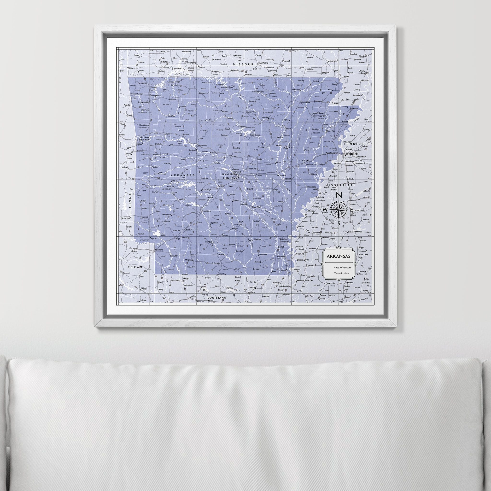 Push Pin Arkansas Map (Pin Board) - Purple Color Splash CM Pin Board