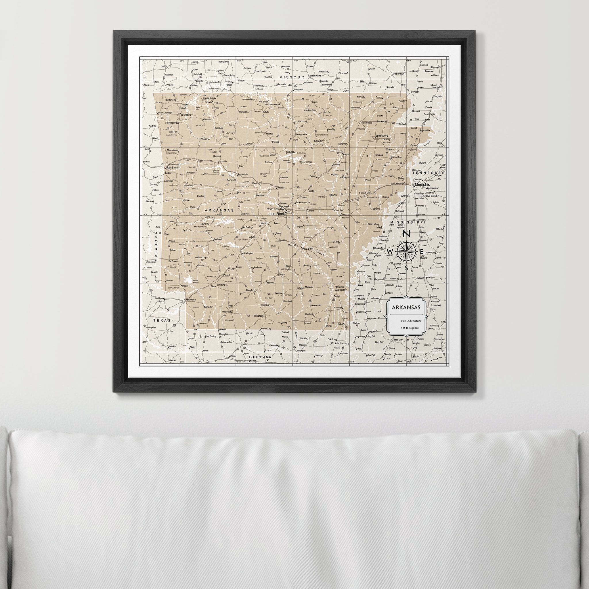 Push Pin Arkansas Map (Pin Board) - Light Brown Color Splash CM Pin Board