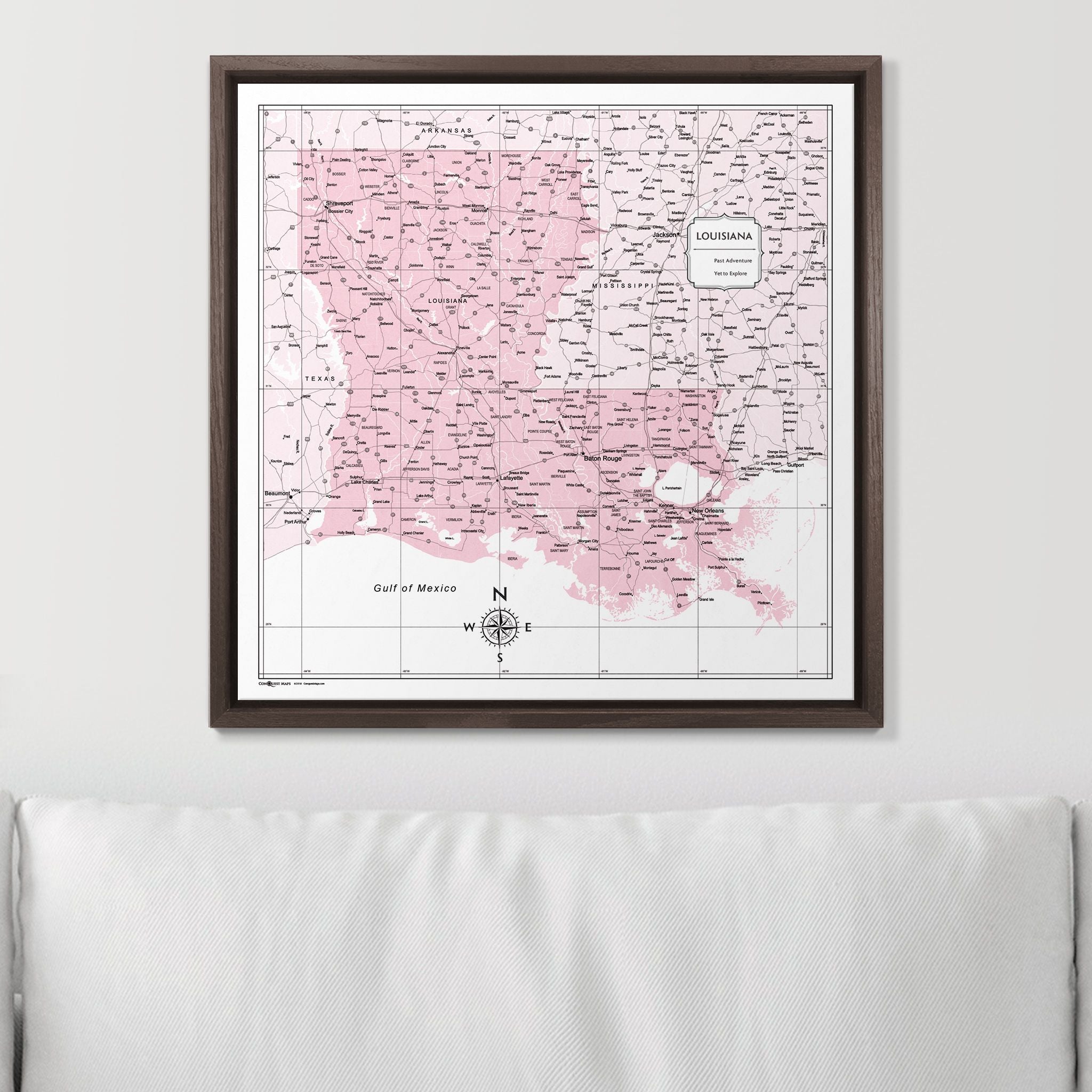 Push Pin Louisiana Map (Pin Board) - Pink Color Splash CM Pin Board