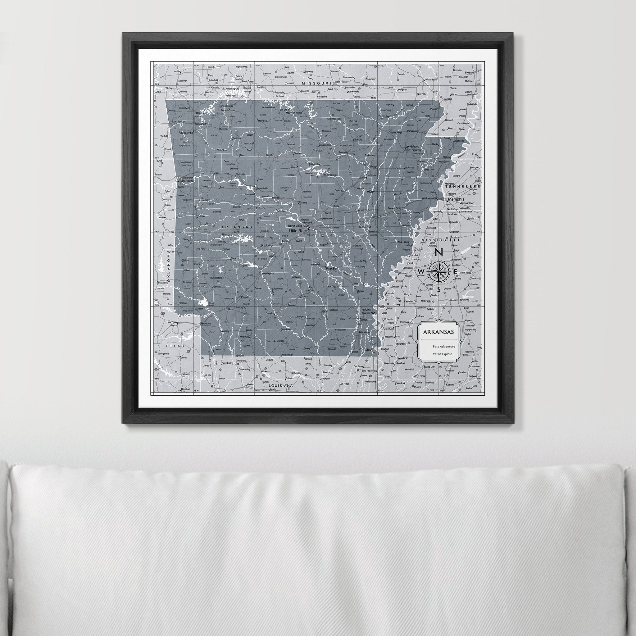 Push Pin Arkansas Map (Pin Board) - Dark Gray Color Splash CM Pin Board