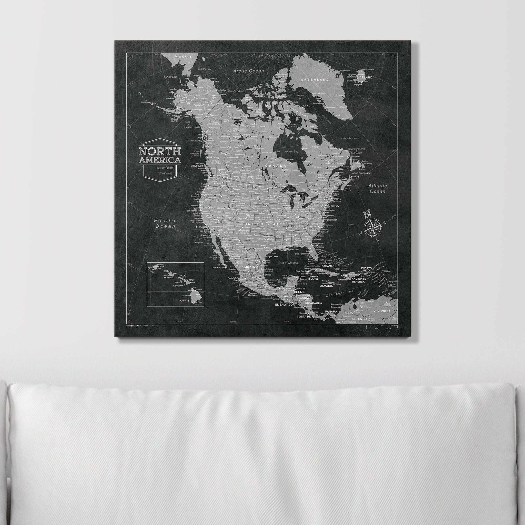 Push Pin North America Map (Pin Board) - Modern Slate CM Pin Board