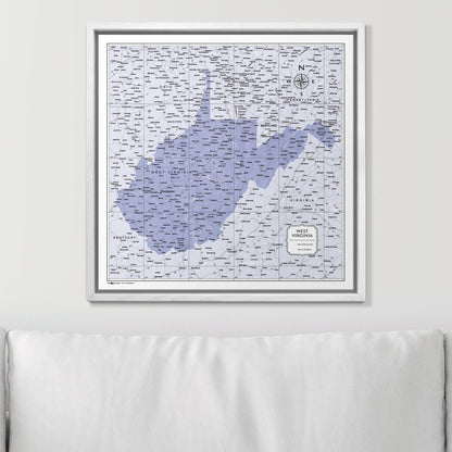 Push Pin West Virginia Map (Pin Board) - Purple Color Splash CM Pin Board