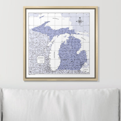 Push Pin Michigan Map (Pin Board) - Purple Color Splash CM Pin Board