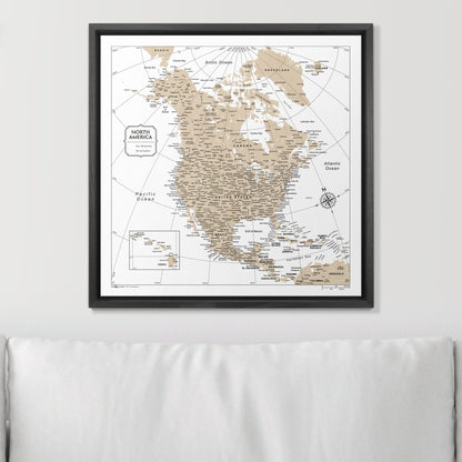 Push Pin North America Map (Pin Board) - Light Brown Color Splash CM Pin Board