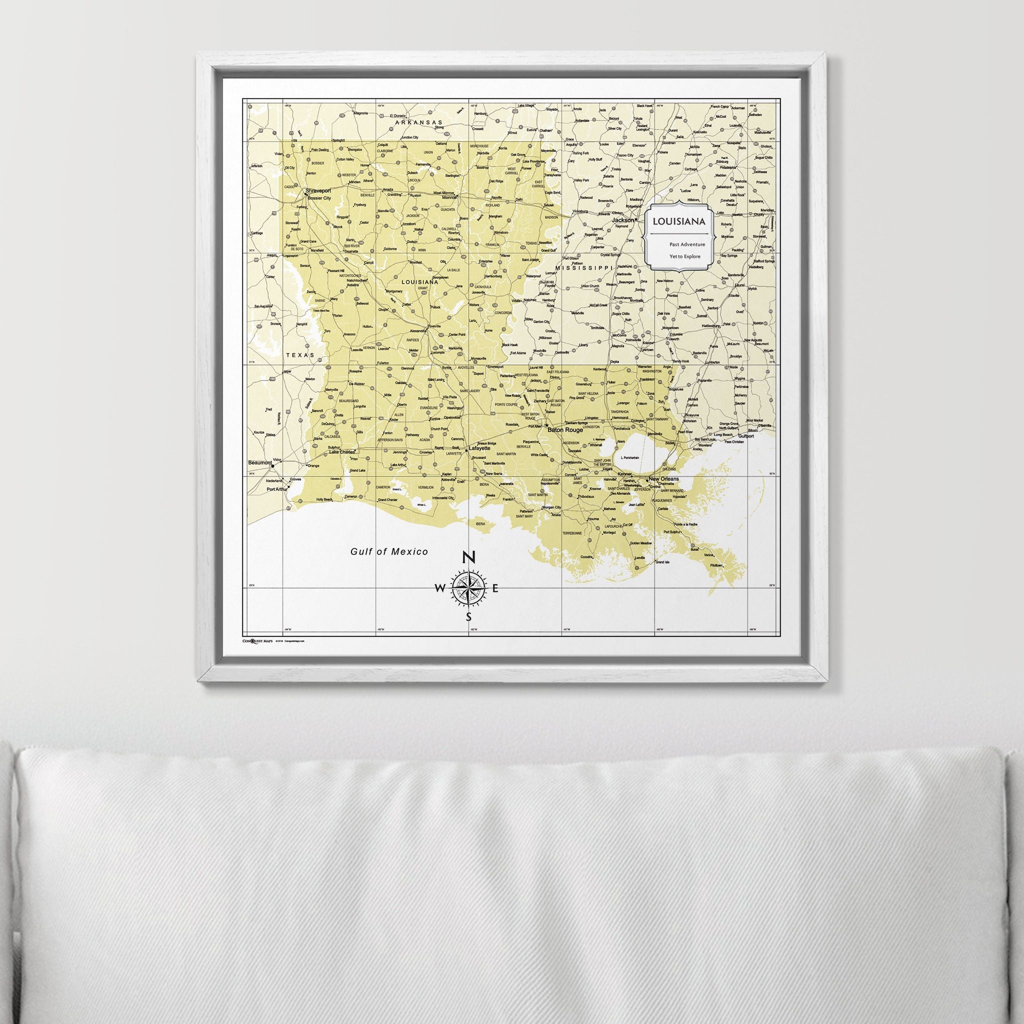 Push Pin Louisiana Map (Pin Board) - Yellow Color Splash CM Pin Board