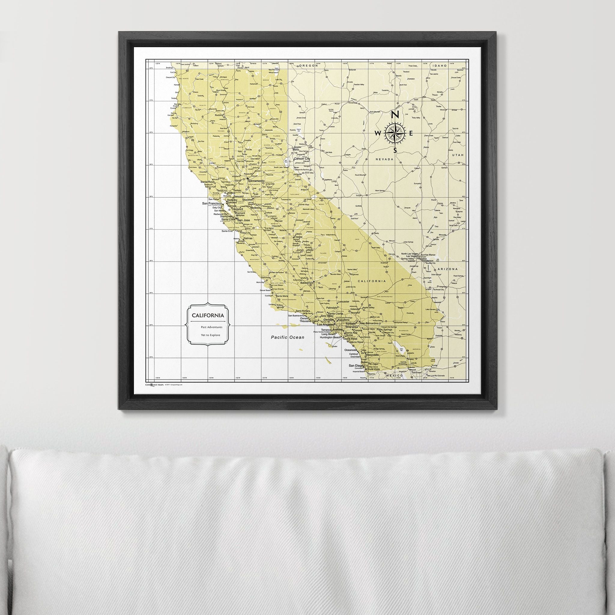 Push Pin California Map (Pin Board) - Yellow Color Splash CM Pin Board