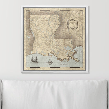 Push Pin Louisiana Map (Pin Board) - Rustic Vintage CM Pin Board