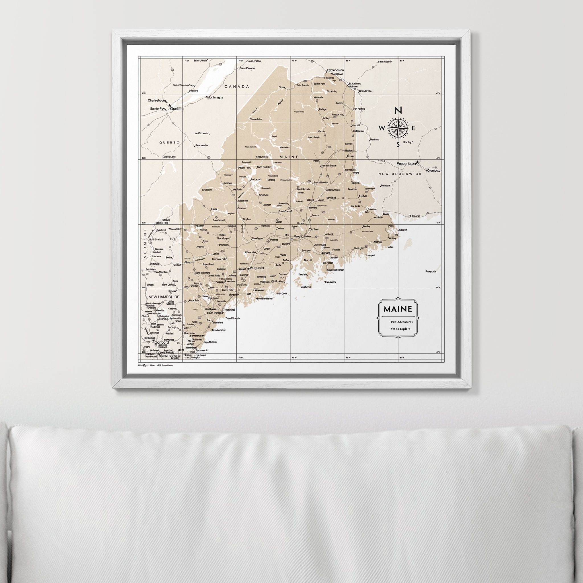 Push Pin Maine Map (Pin Board) - Light Brown Color Splash CM Pin Board