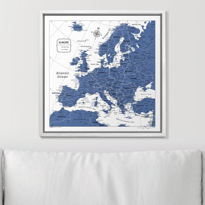 Push Pin Europe Map (Pin Board) - Navy Color Splash CM Pin Board