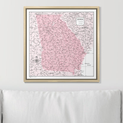 Push Pin Georgia Map (Pin Board) - Pink Color Splash CM Pin Board