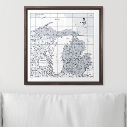 Push Pin Michigan Map (Pin Board) - Light Gray Color Splash CM Pin Board