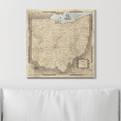 Push Pin Ohio Map (Pin Board) - Rustic Vintage CM Pin Board