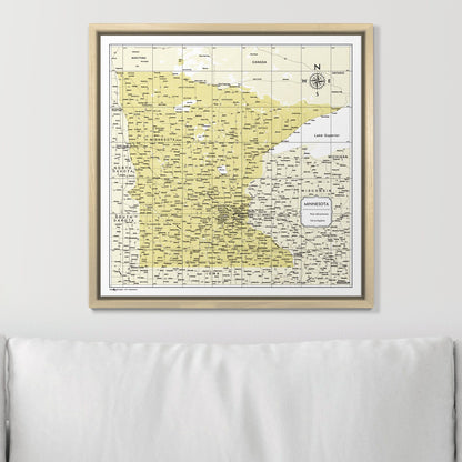 Push Pin Minnesota Map (Pin Board) - Yellow Color Splash CM Pin Board