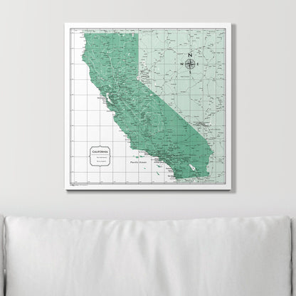 Push Pin California Map (Pin Board) - Green Color Splash CM Pin Board