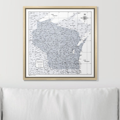 Push Pin Wisconsin Map (Pin Board) - Light Gray Color Splash CM Pin Board