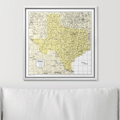 Push Pin Texas Map (Pin Board) - Yellow Color Splash CM Pin Board