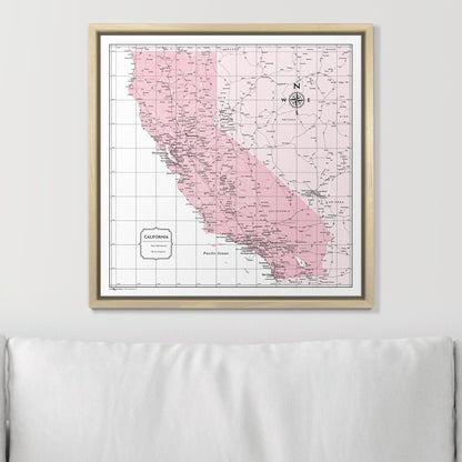 Push Pin California Map (Pin Board) - Pink Color Splash CM Pin Board