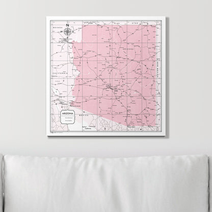 Push Pin Arizona Map (Pin Board) - Pink Color Splash CM Pin Board