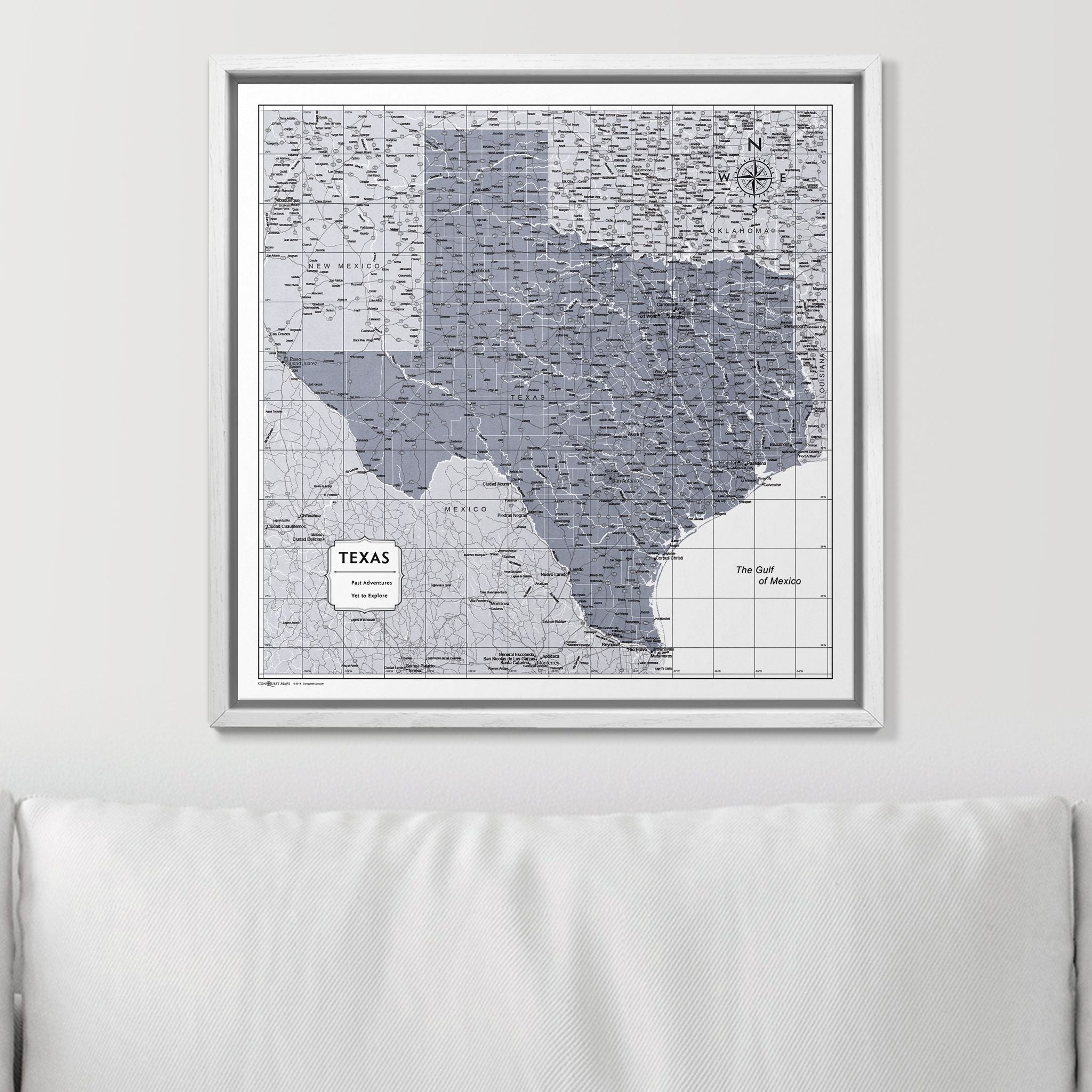 Push Pin Texas Map (Pin Board) - Dark Gray Color Splash CM Pin Board