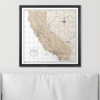 Push Pin California Map (Pin Board) - Light Brown Color Splash CM Pin Board