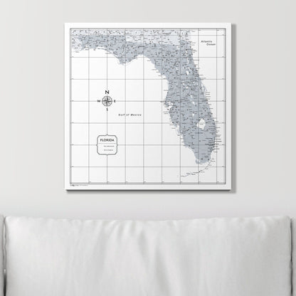 Push Pin Florida Map (Pin Board) - Light Gray Color Splash CM Pin Board