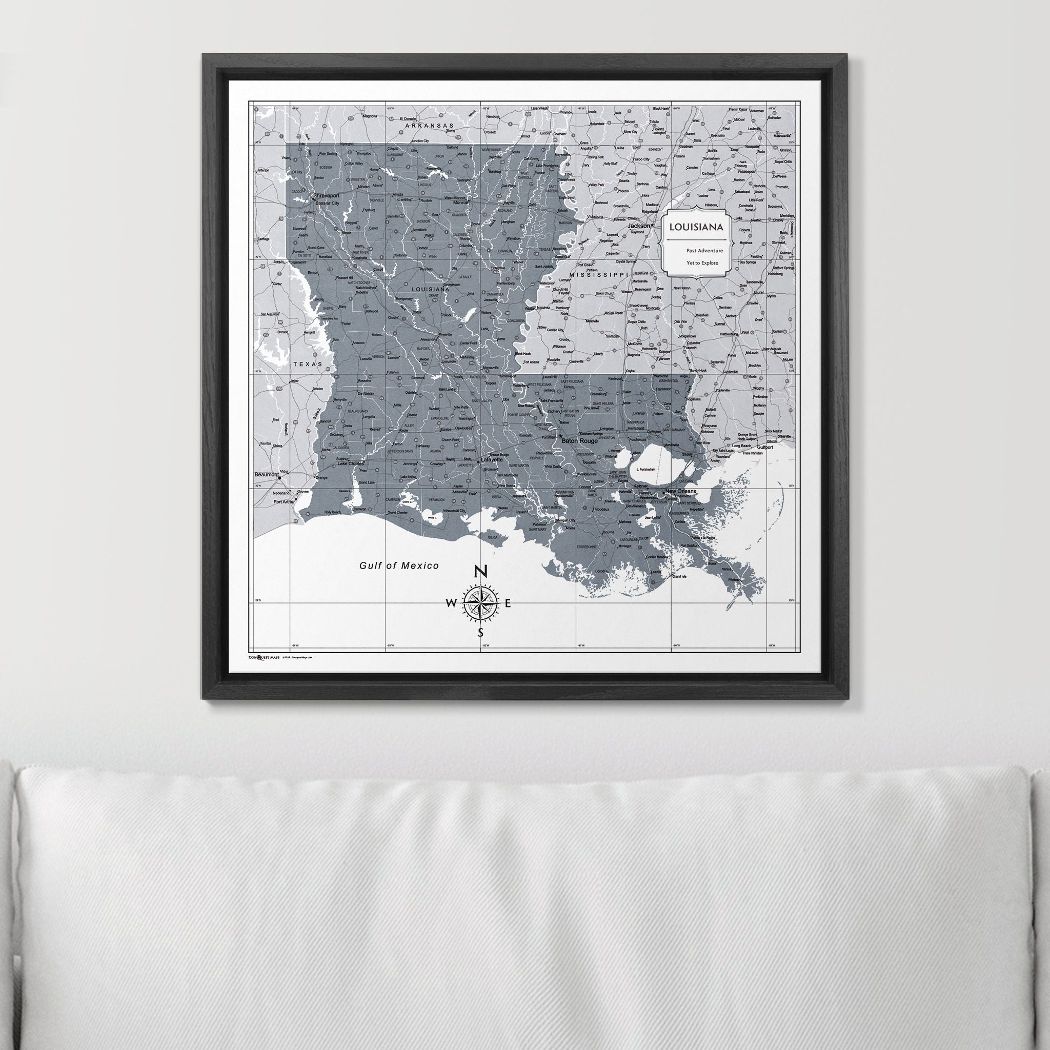 Push Pin Louisiana Map (Pin Board) - Dark Gray Color Splash CM Pin Board