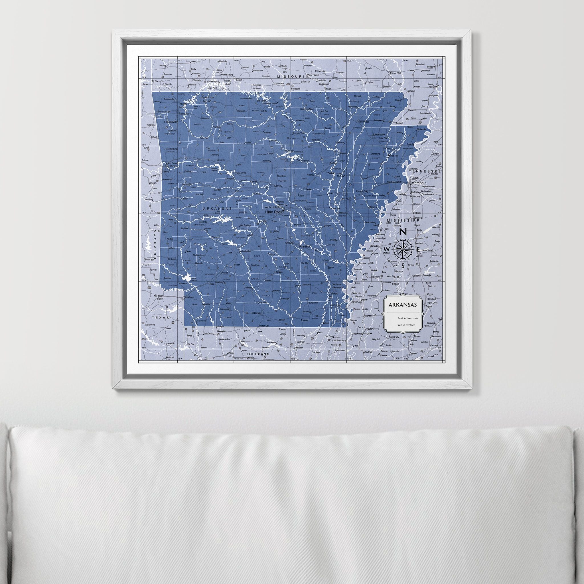 Push Pin Arkansas Map (Pin Board) - Navy Color Splash CM Pin Board