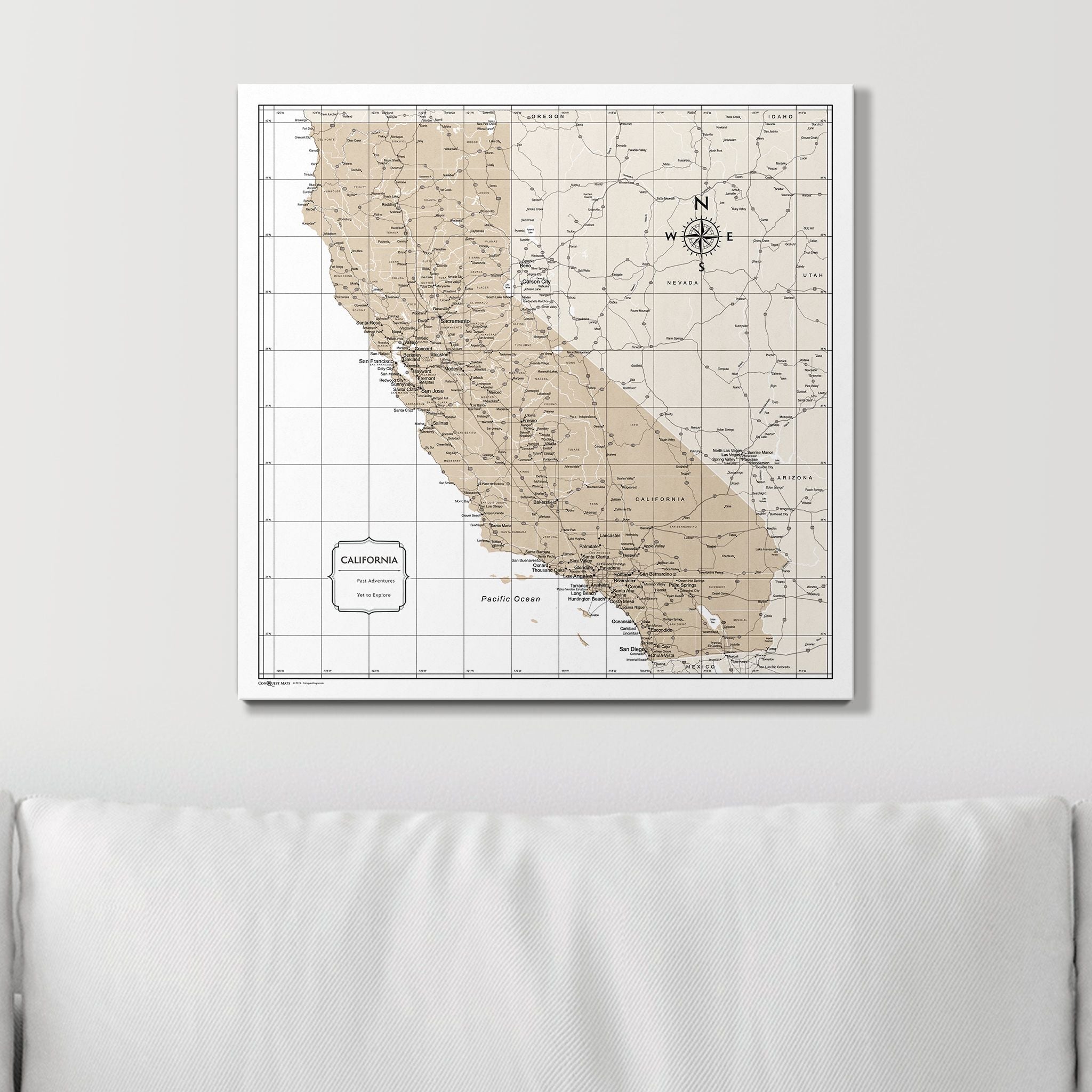 Push Pin California Map (Pin Board) - Light Brown Color Splash CM Pin Board