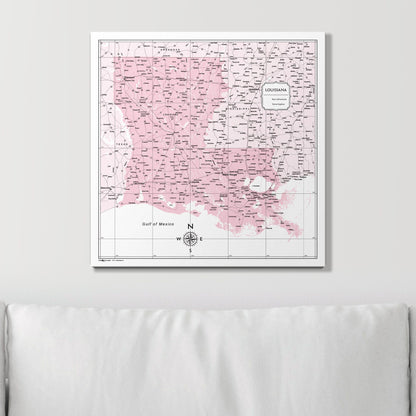 Push Pin Louisiana Map (Pin Board) - Pink Color Splash CM Pin Board