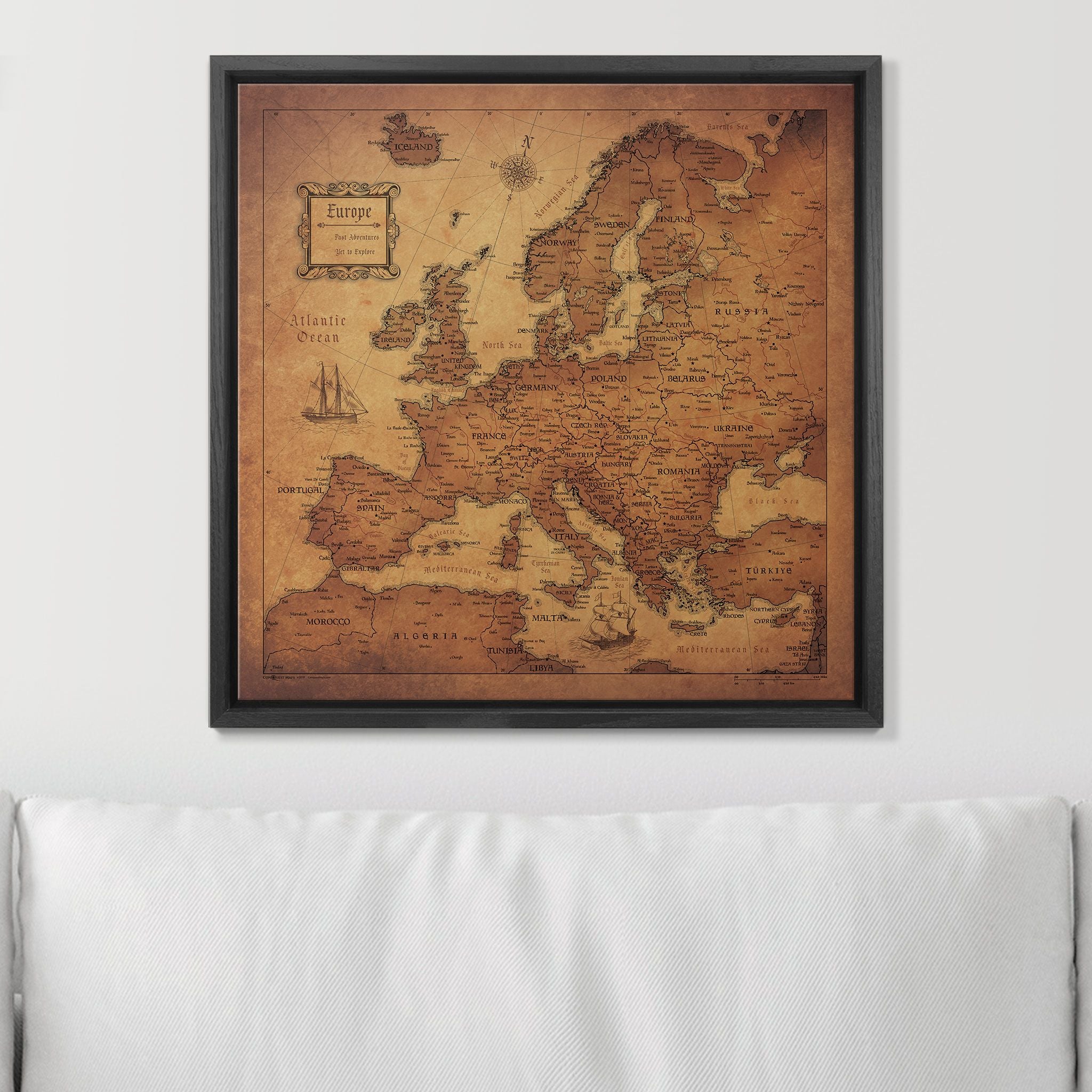 Push Pin Europe Map (Pin Board) - Golden Aged CM Pin Board