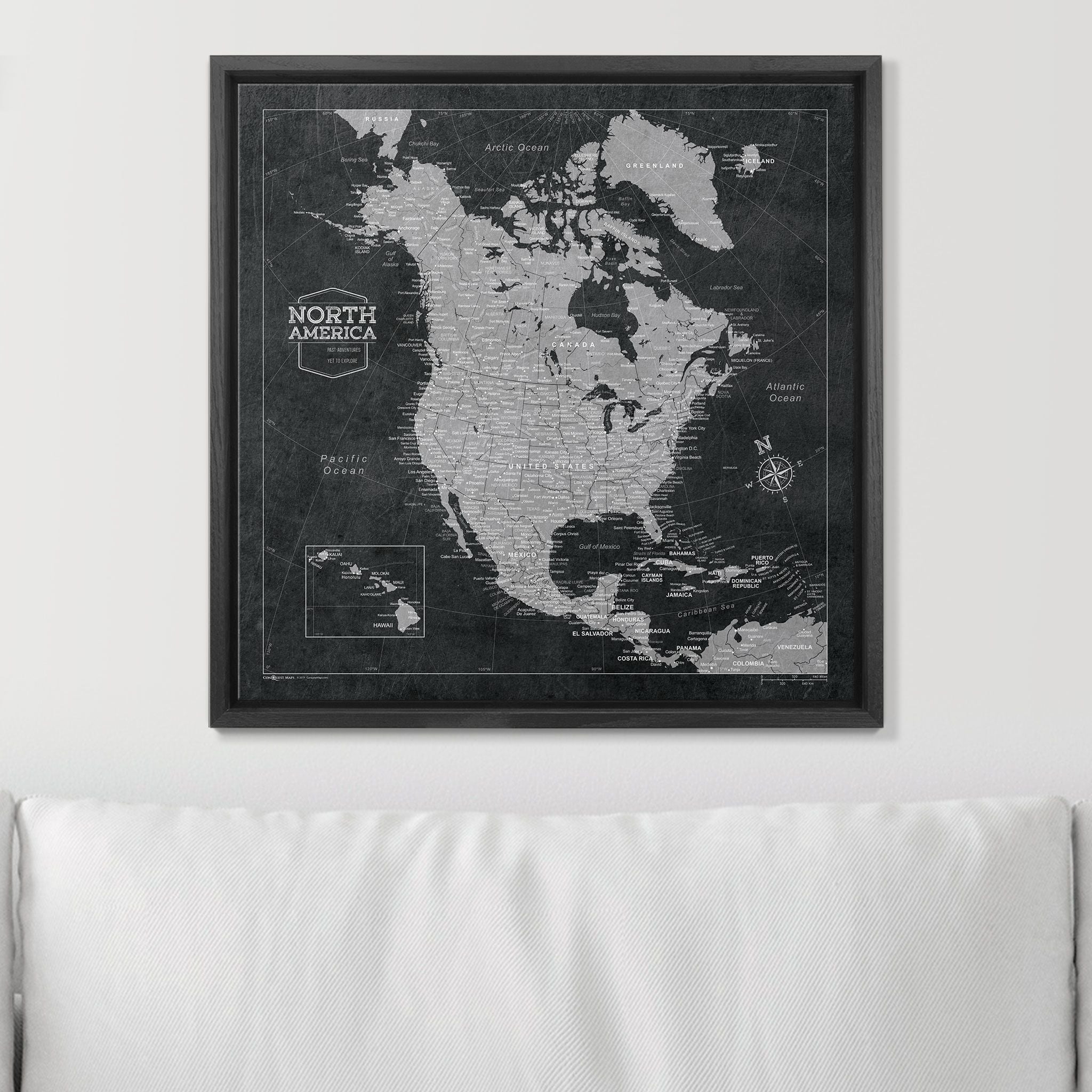 Push Pin North America Map (Pin Board) - Modern Slate CM Pin Board