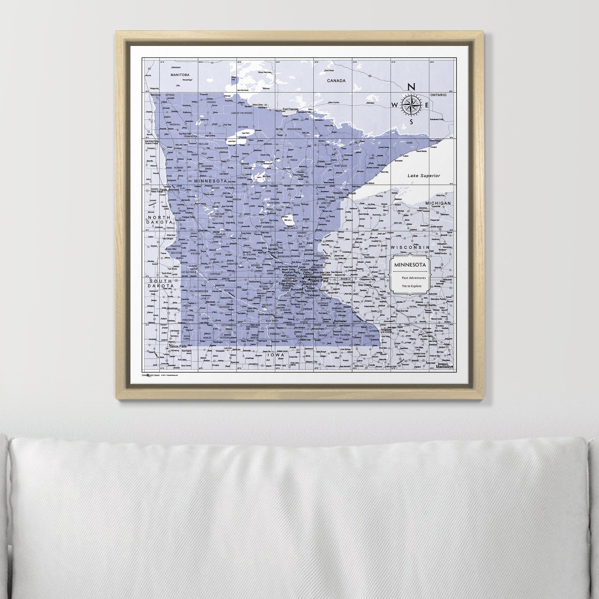 Push Pin Minnesota Map (Pin Board) - Purple Color Splash CM Pin Board