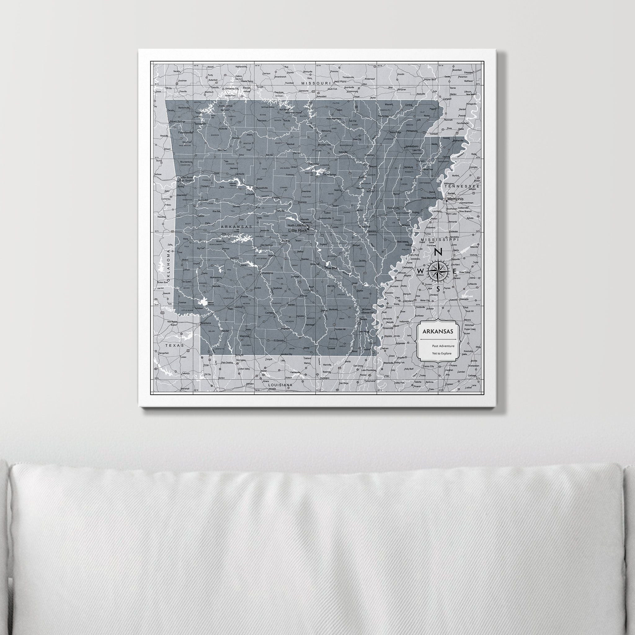 Push Pin Arkansas Map (Pin Board) - Dark Gray Color Splash CM Pin Board