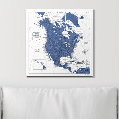 Push Pin North America Map (Pin Board) - Navy Color Splash CM Pin Board