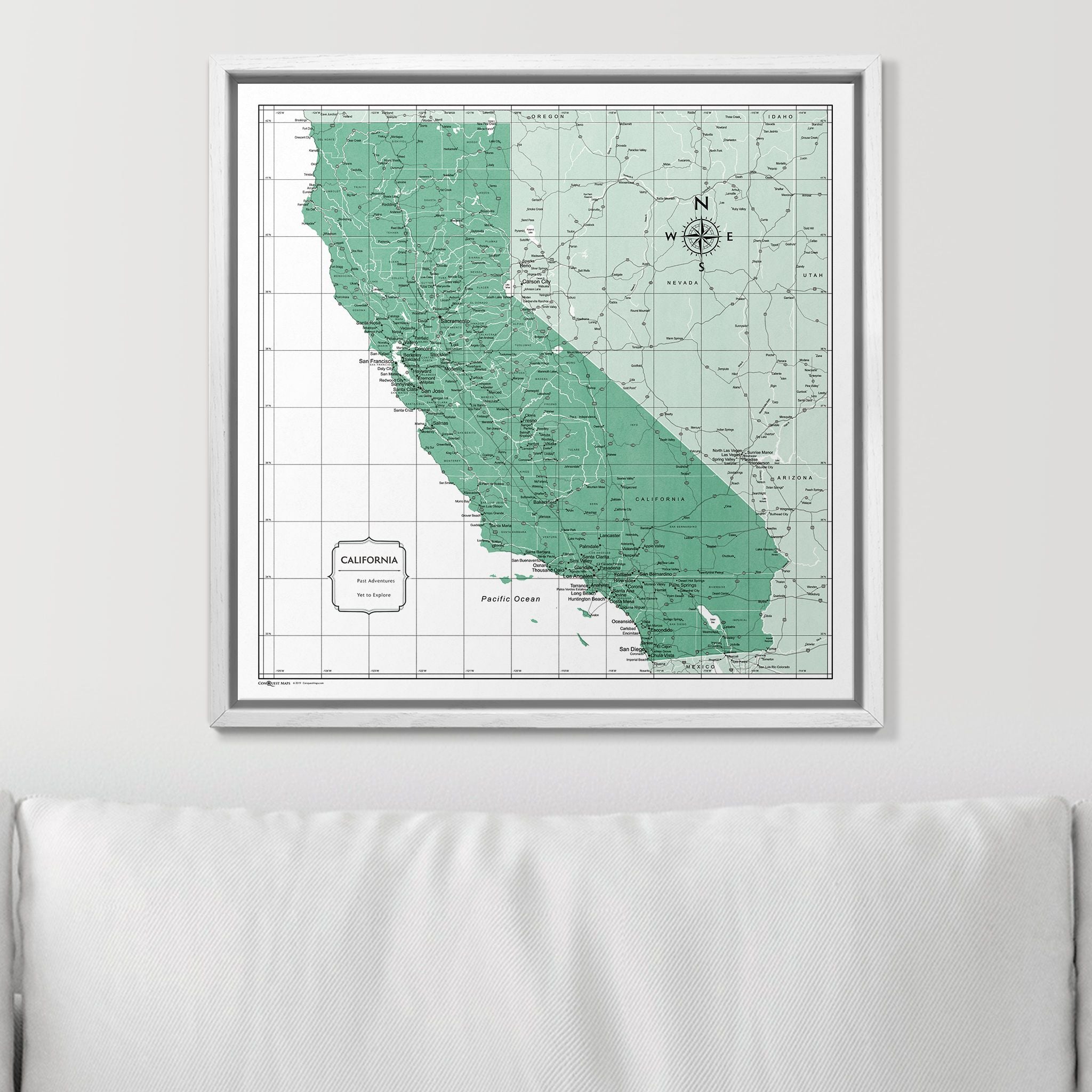 Push Pin California Map (Pin Board) - Green Color Splash CM Pin Board