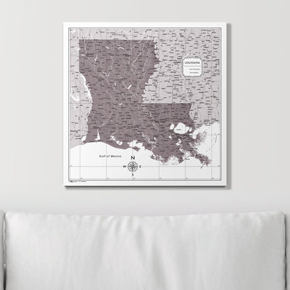 Push Pin Louisiana Map (Pin Board) - Dark Brown Color Splash CM Pin Board