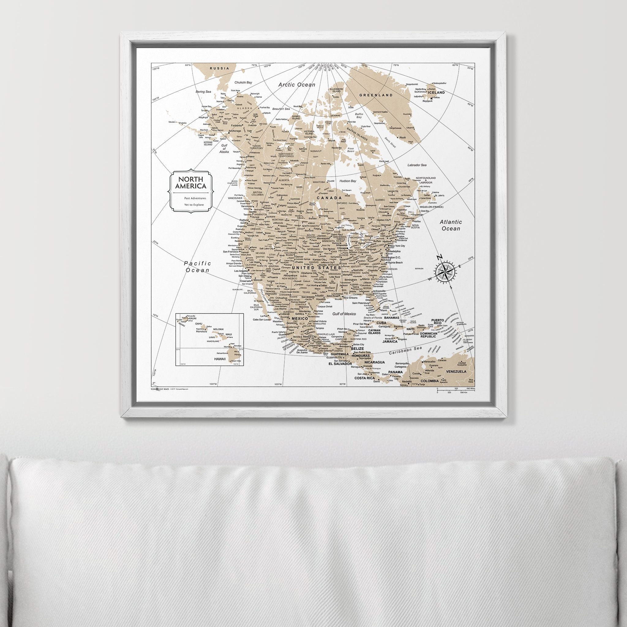 Push Pin North America Map (Pin Board) - Light Brown Color Splash CM Pin Board