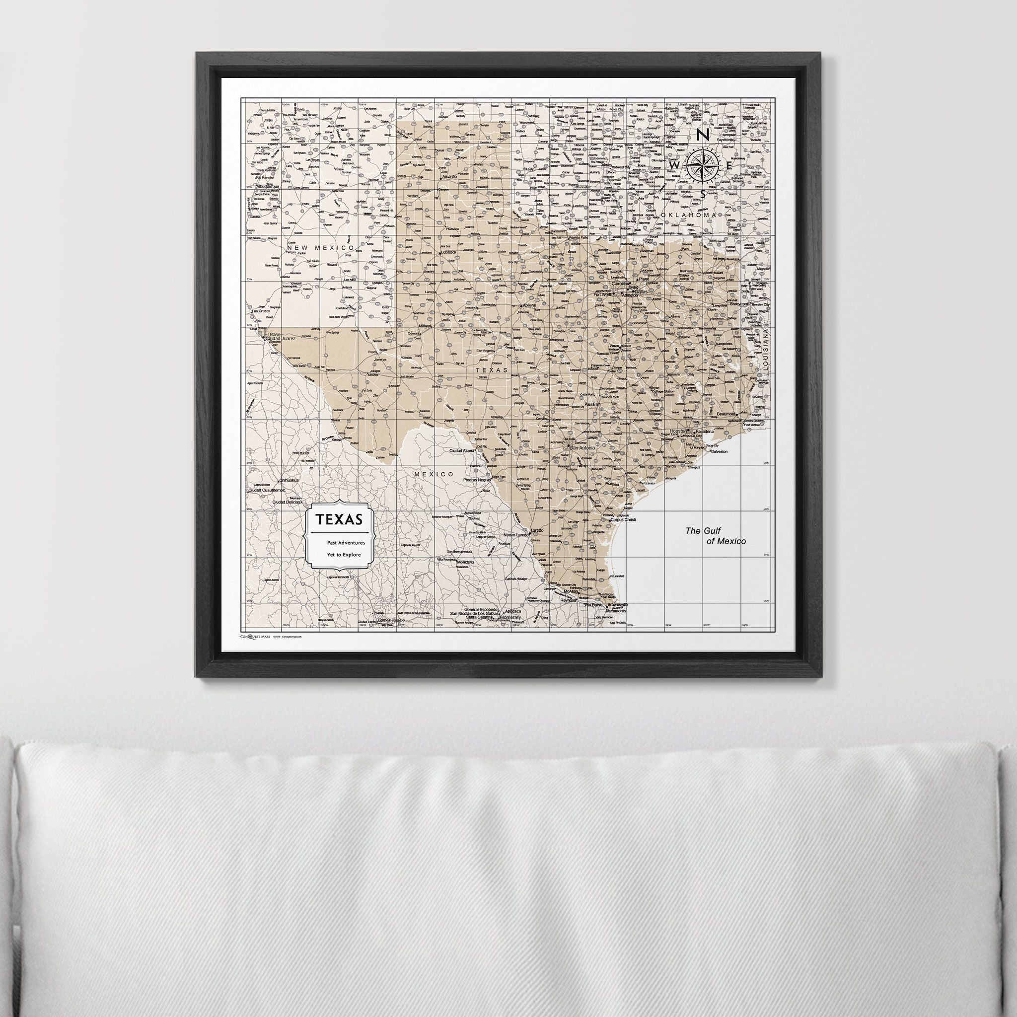 Push Pin Texas Map (Pin Board) - Light Brown Color Splash CM Pin Board