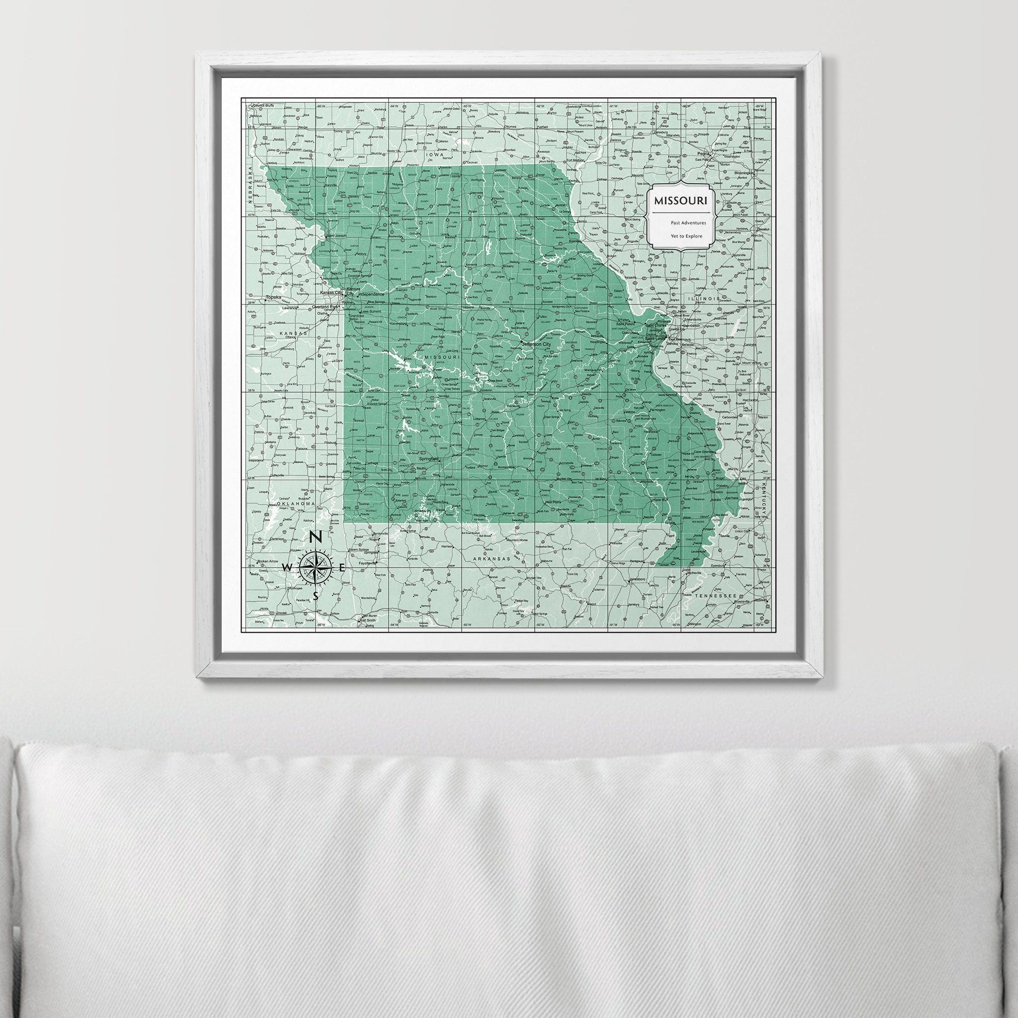 Push Pin Missouri Map (Pin Board) - Green Color Splash CM Pin Board