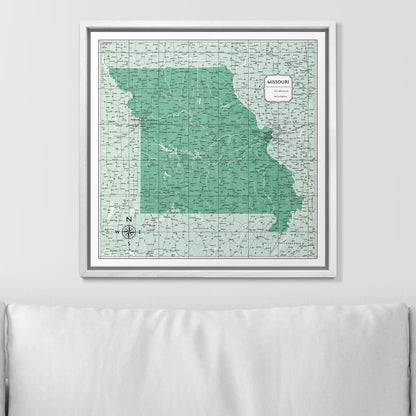 Push Pin Missouri Map (Pin Board) - Green Color Splash CM Pin Board