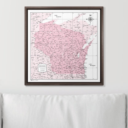 Push Pin Wisconsin Map (Pin Board) - Pink Color Splash CM Pin Board