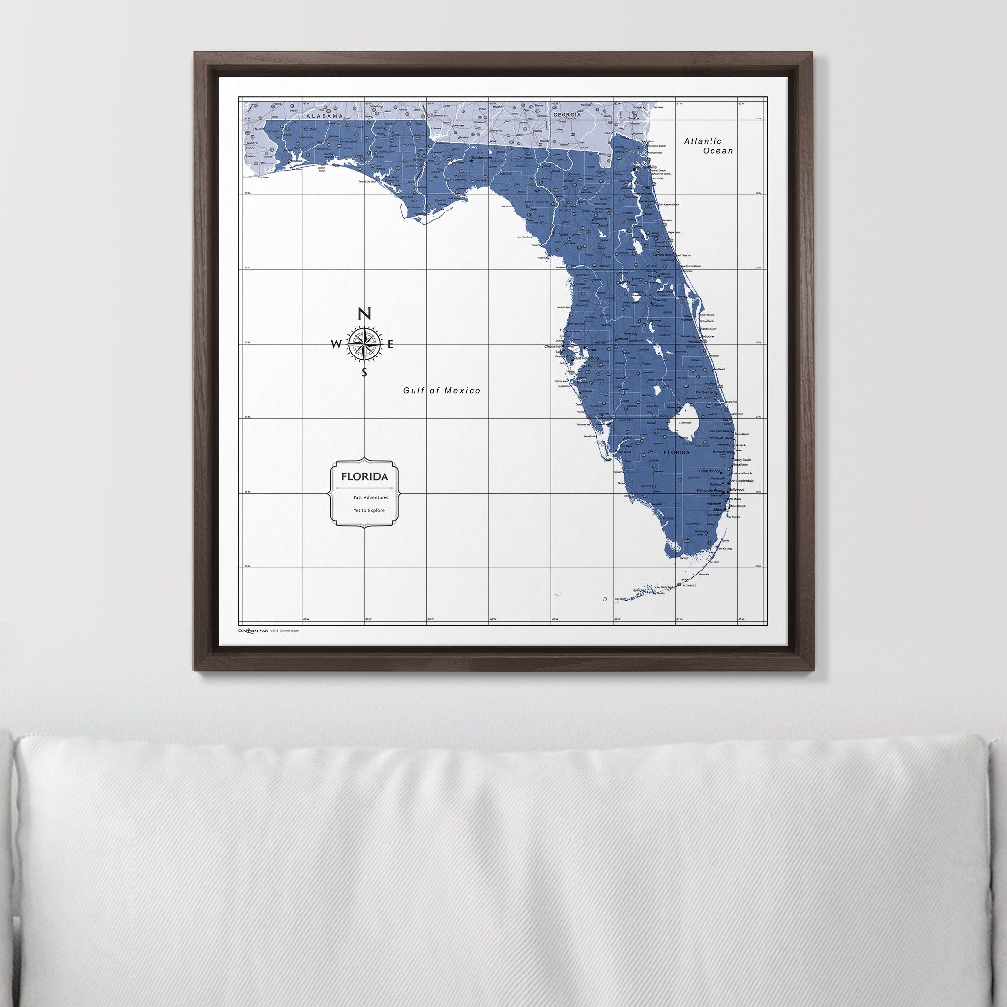 Push Pin Florida Map (Pin Board) - Navy Color Splash CM Pin Board